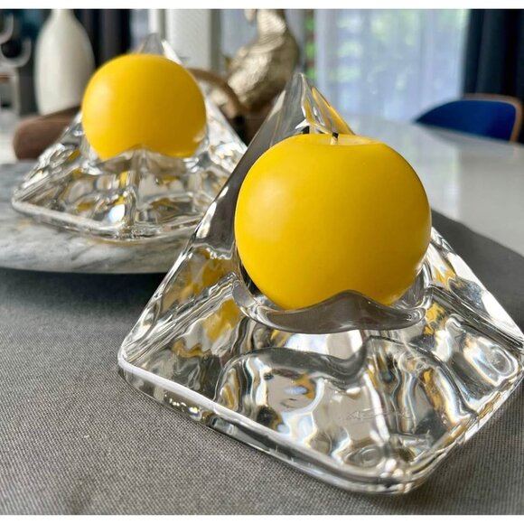 Nybro Sweden Pyramid Clear Crystal Votive Candle Holder by Tord Kjellstrom MCM - Picture 1 of 8